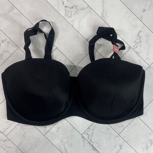 NWT Cacique Lane Bryant Womens Multi-way Strapless Bra Black LL UNDERWIRE 38DDD